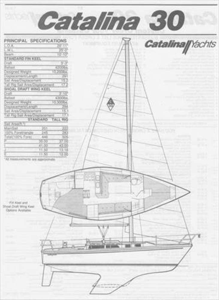 catalina 30 tall rig sailboat data